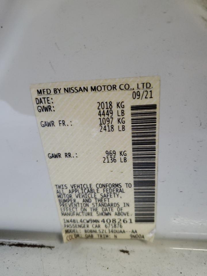 2021 Nissan Altima Sr VIN: 1N4BL4CW9MN408261 Lot: 80643315