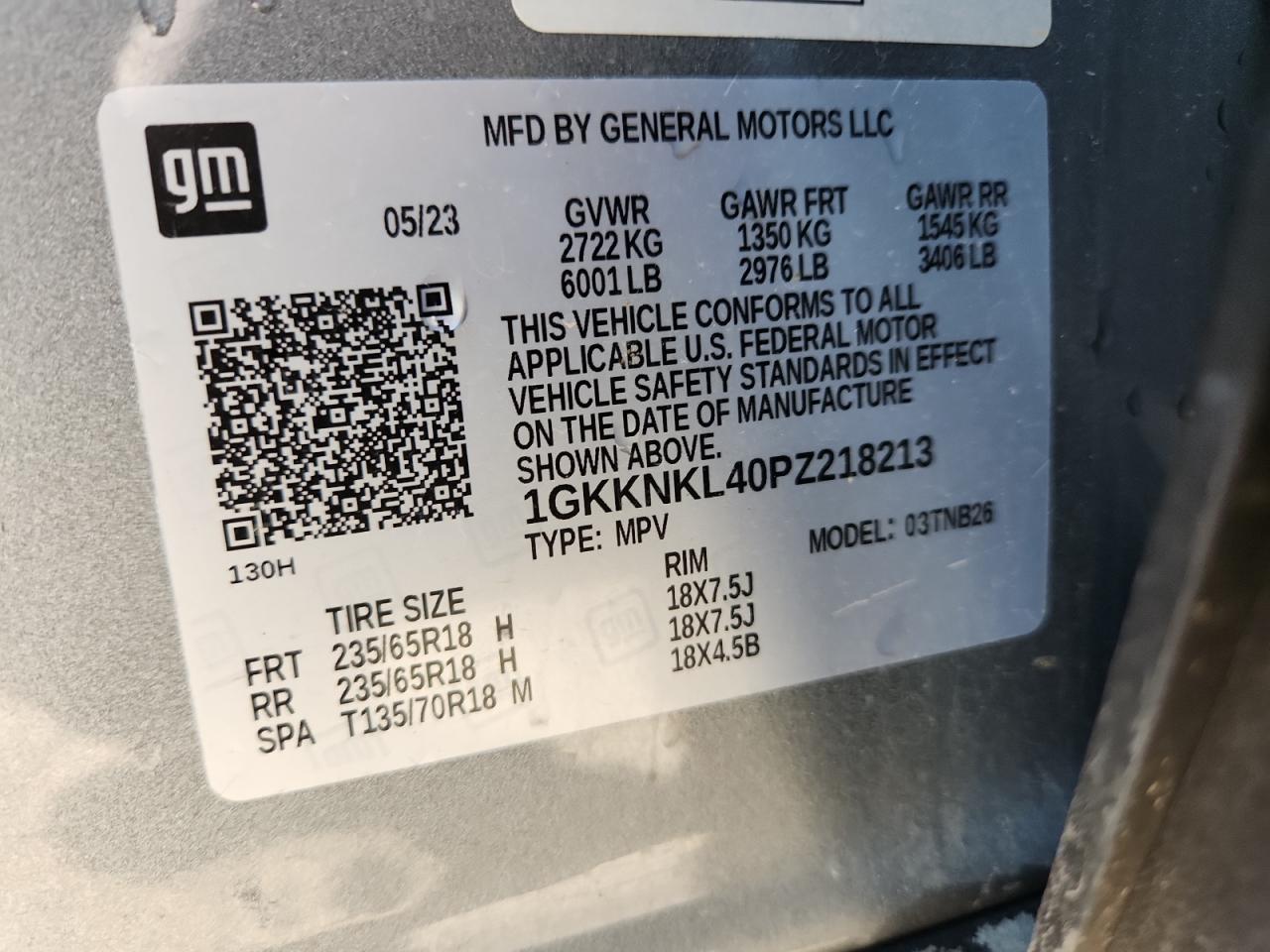 2023 GMC Acadia Sle VIN: 1GKKNKL40PZ218213 Lot: 71403025