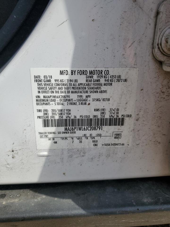 2018 Ford Ecosport Titanium VIN: MAJ6P1WL6JC208791 Lot: 80129595