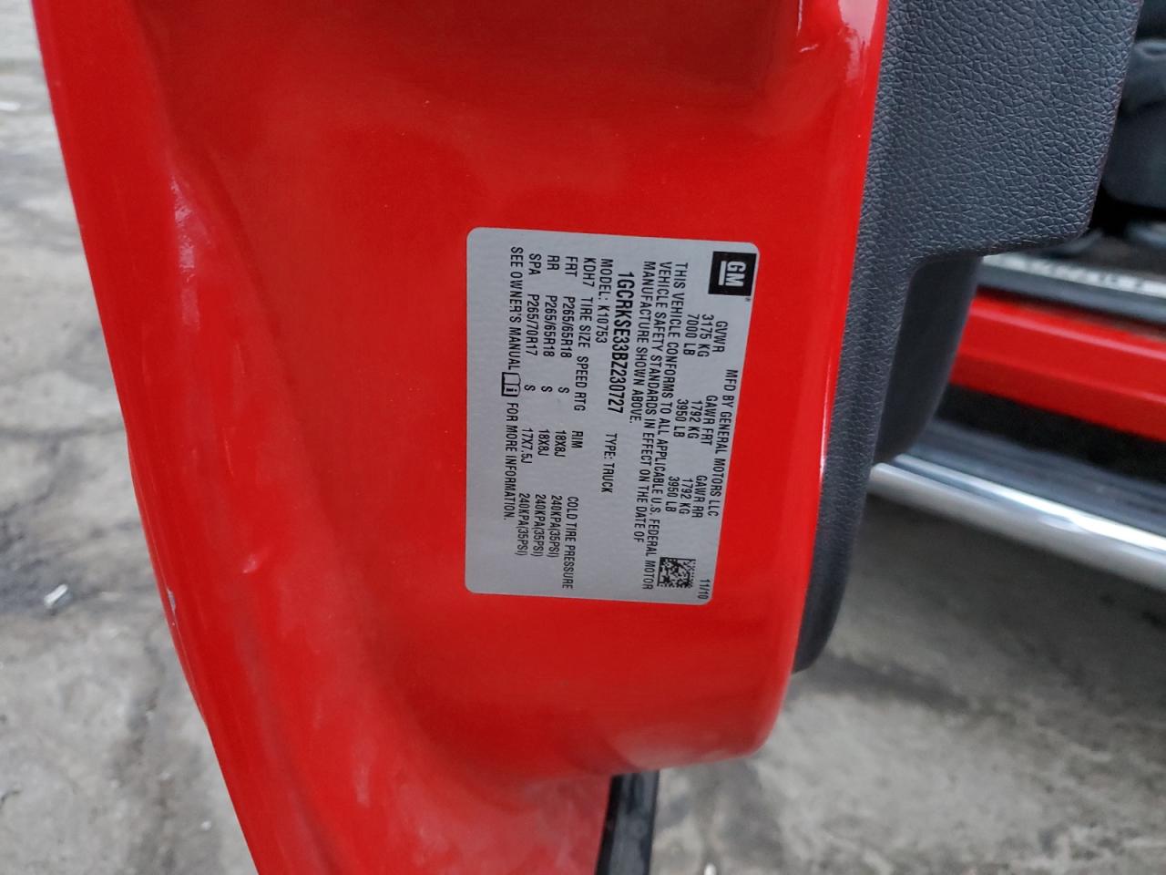 2011 Chevrolet Silverado K1500 Lt VIN: 1GCRKSE33BZ230727 Lot: 81225925