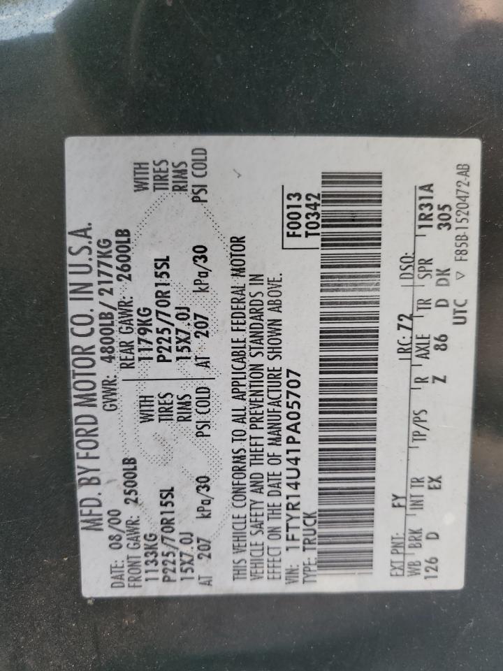 2001 Ford Ranger Super Cab VIN: 1FTYR14U41PA05707 Lot: 84480555