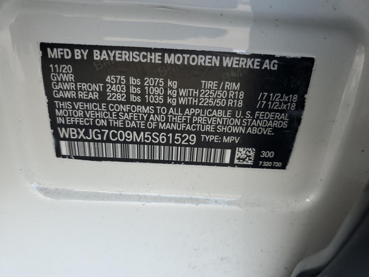 2021 BMW X1 Sdrive28I VIN: WBXJG7C09M5S61529 Lot: 81342995