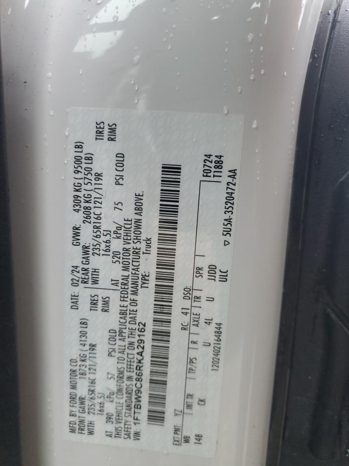 2024 Ford Transit T-350 VIN: 1FTBW9C86RKA29162 Lot: 71241445