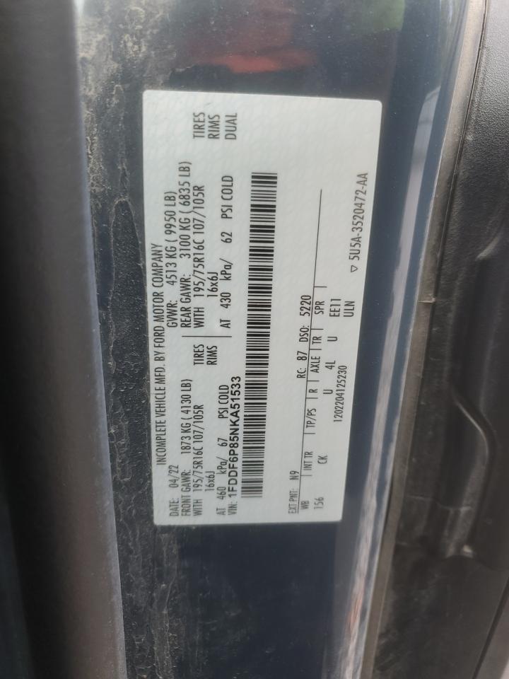 2022 Ford Transit T-350 Hd VIN: 1FDDF6P85NKA51533 Lot: 70569845