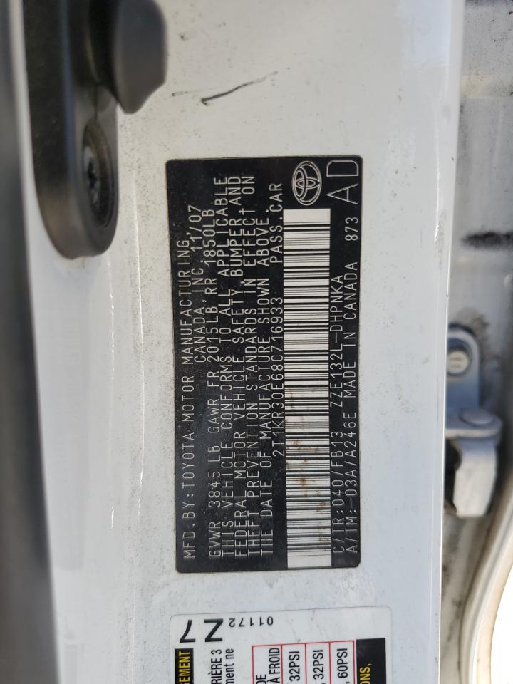 2008 Toyota Corolla Matrix Xr VIN: 2T1KR30E68C716933 Lot: 80577055