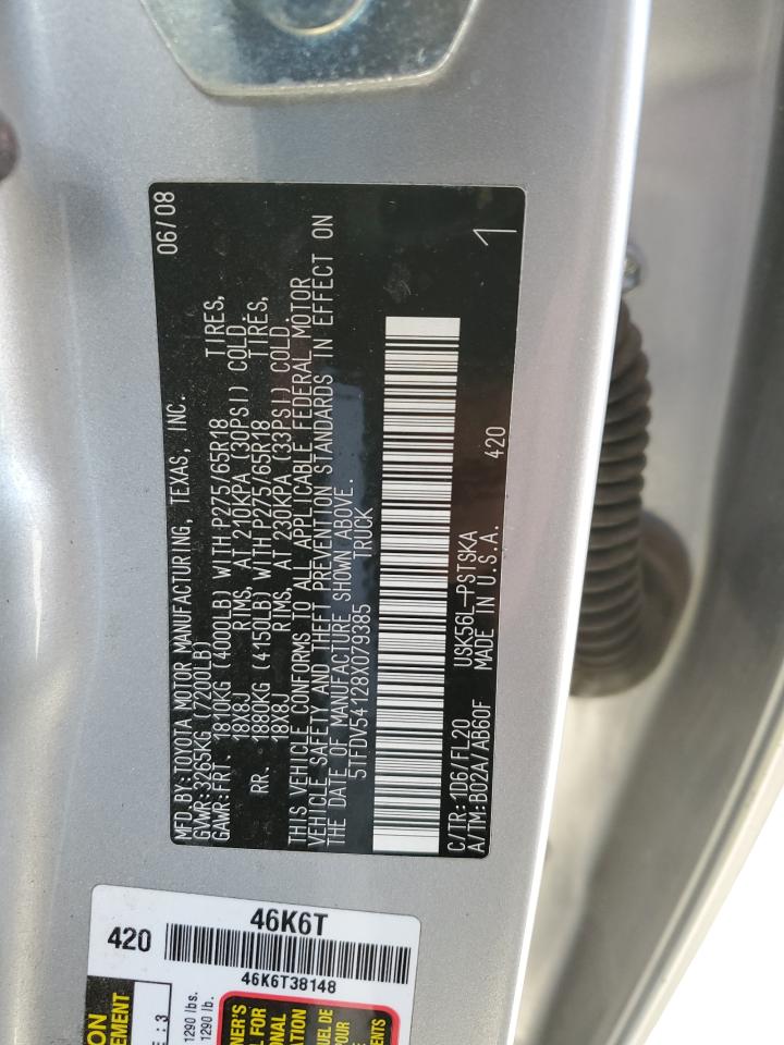 2008 Toyota Tundra Crewmax VIN: 5TFDV54128X079385 Lot: 70881845