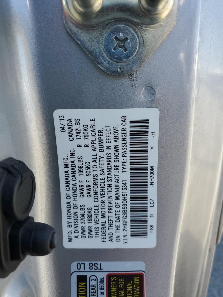 2013 Honda Civic Lx VIN: 2HGFG3B59DH515341 Lot: 82139015