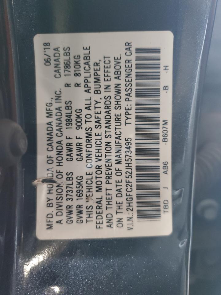 2018 Honda Civic Lx VIN: 2HGFC2F52JH573495 Lot: 80384335