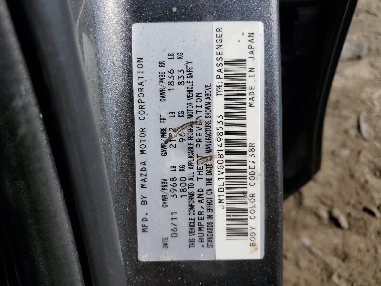 2011 Mazda 3 I VIN: JM1BL1VG0B1498533 Lot: 81433445