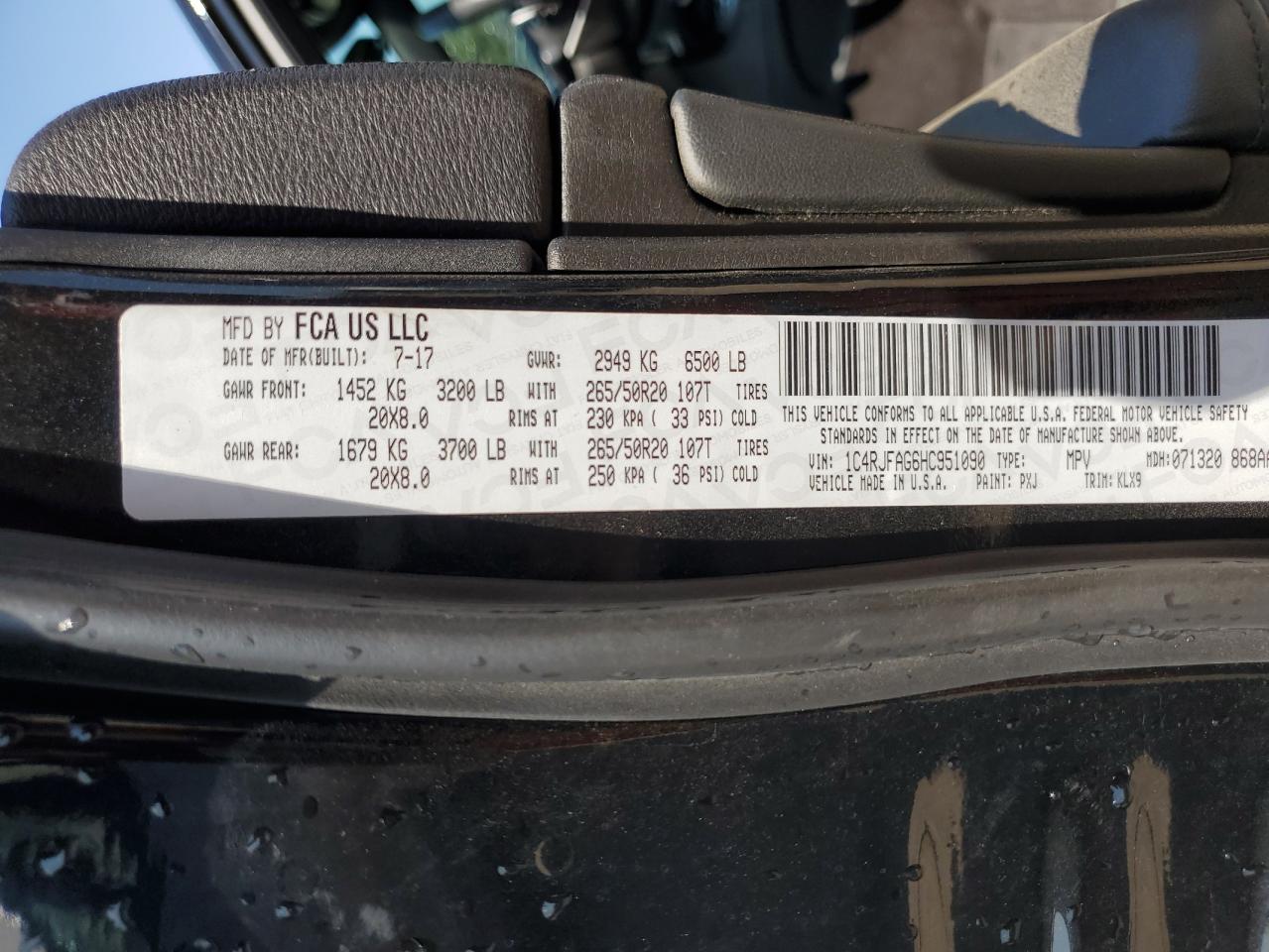 2017 Jeep Grand Cherokee Laredo VIN: 1C4RJFAG6HC951090 Lot: 71490945