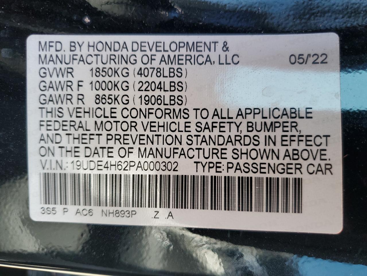2023 Acura Integra A-Spec Tech VIN: 19UDE4H62PA000302 Lot: 80163685