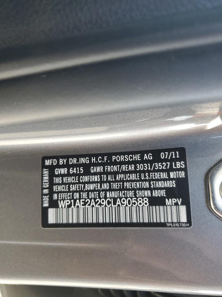 2012 Porsche Cayenne S Hybrid VIN: WP1AE2A29CLA90588 Lot: 84244395