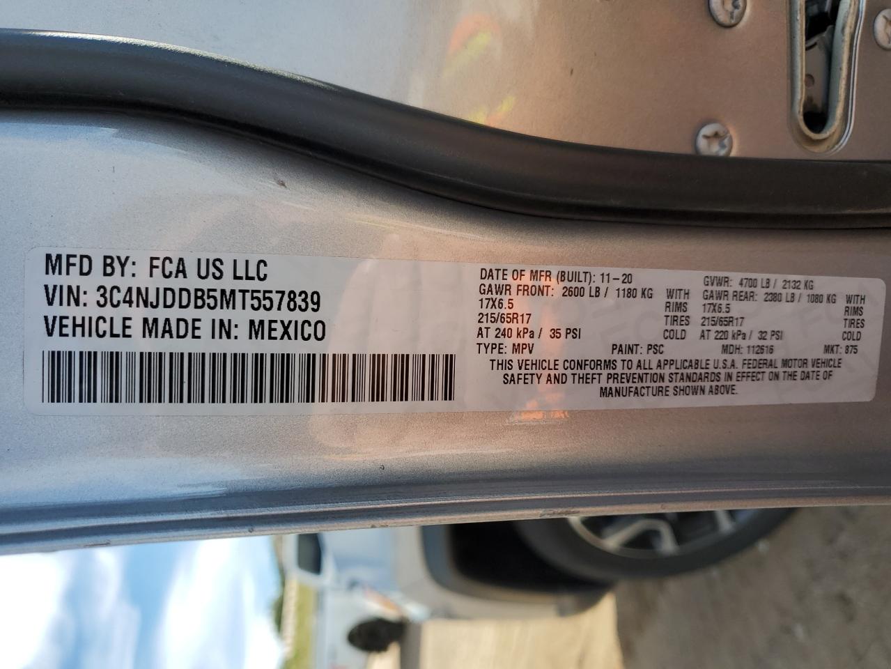 2021 Jeep Compass Trailhawk VIN: 3C4NJDDB5MT557839 Lot: 84446255