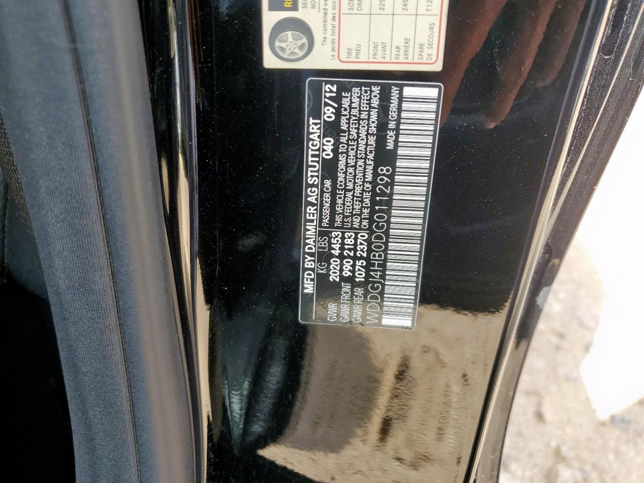 2013 Mercedes-Benz C 250 VIN: WDDGJ4HB0DG011298 Lot: 70718675