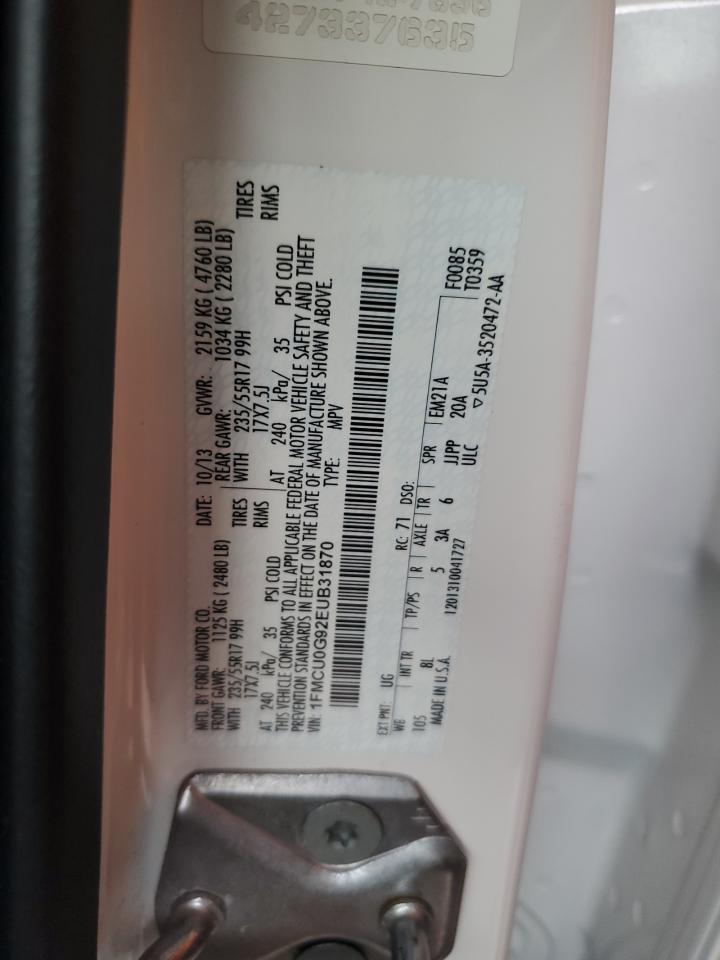 2014 Ford Escape Se VIN: 1FMCU0G92EUB31870 Lot: 81413275