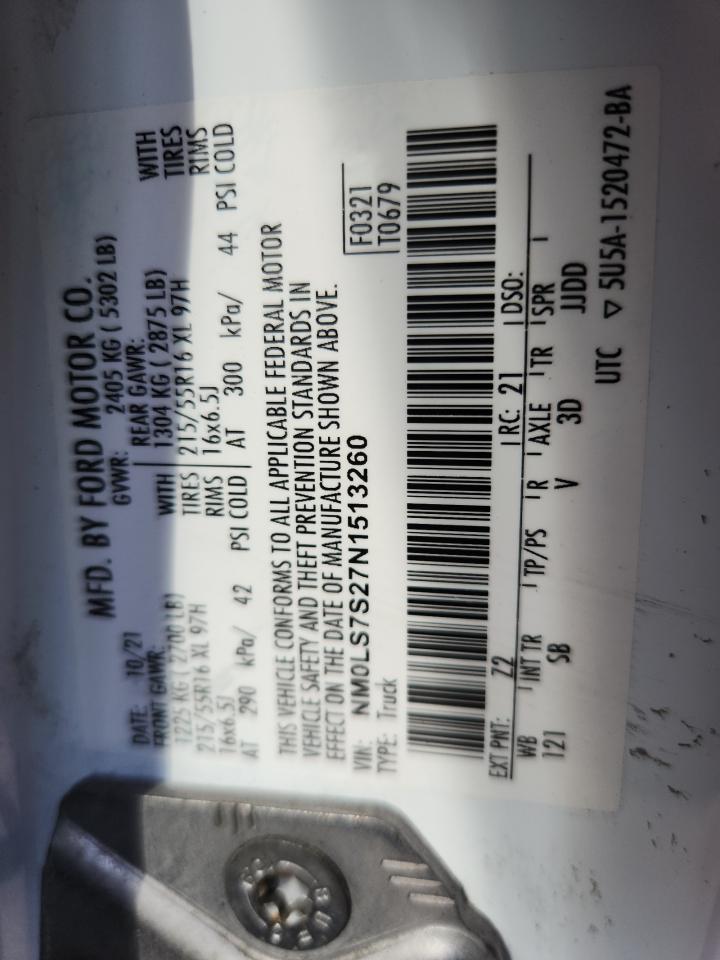 2022 Ford Transit Connect Xl VIN: NM0LS7S27N1513260 Lot: 82123165