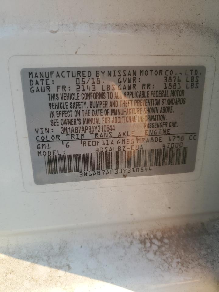 2018 Nissan Sentra S VIN: 3N1AB7AP3JY310544 Lot: 81186855