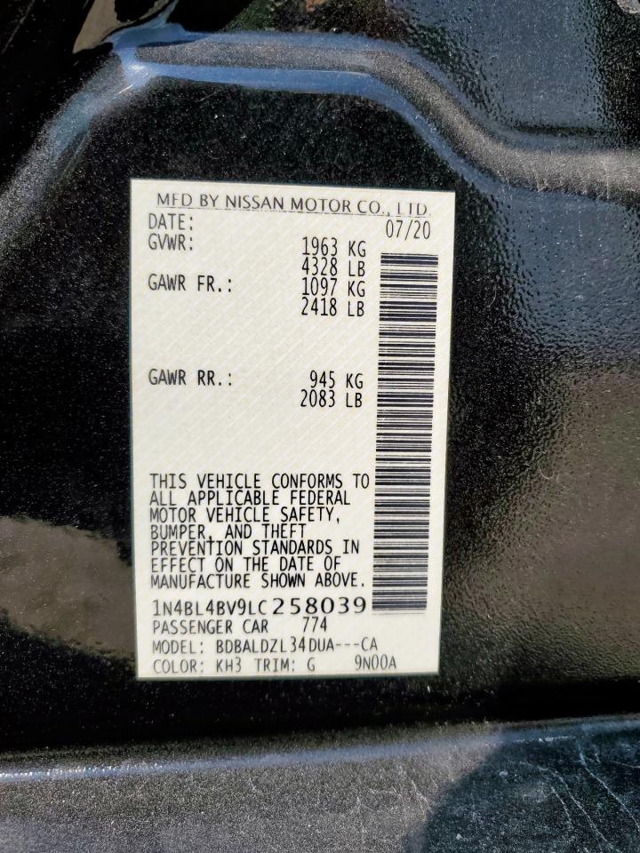 2020 Nissan Altima S VIN: 1N4BL4BV9LC258039 Lot: 81517255