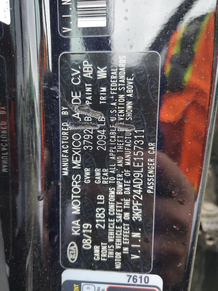 2020 Kia Forte Fe VIN: 3KPF24AD9LE157311 Lot: 80739575