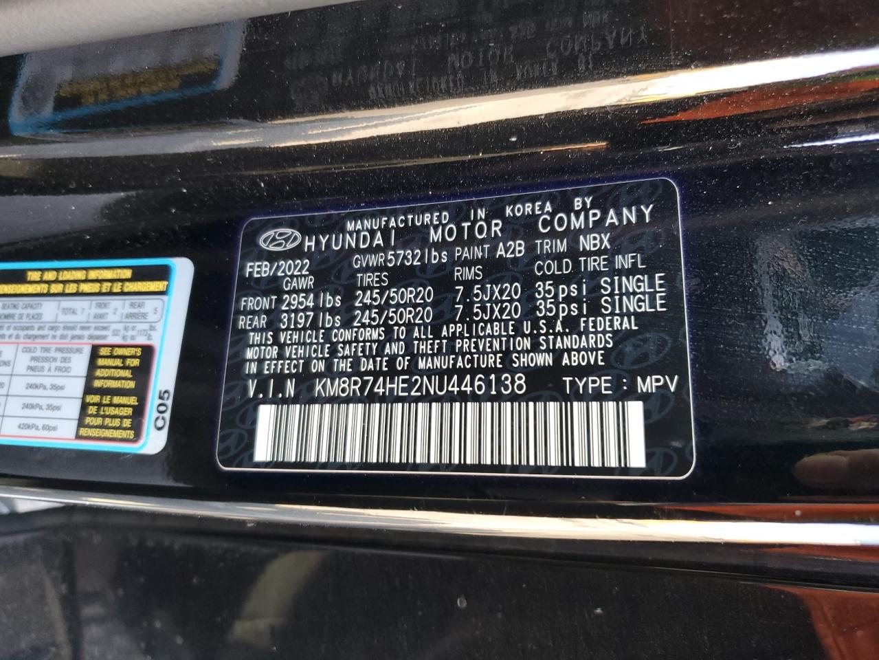 2022 Hyundai Palisade Calligraphy VIN: KM8R74HE2NU446138 Lot: 71842295