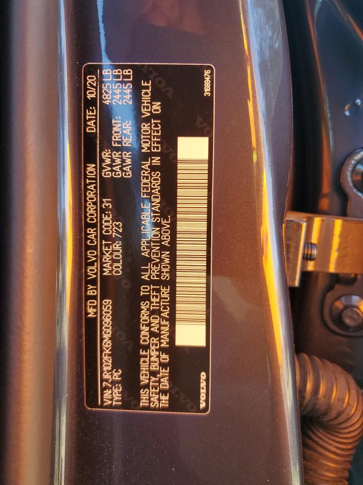 2021 Volvo S60 T5 Momentum VIN: 7JR102FK6MG09605 Lot: 80285435