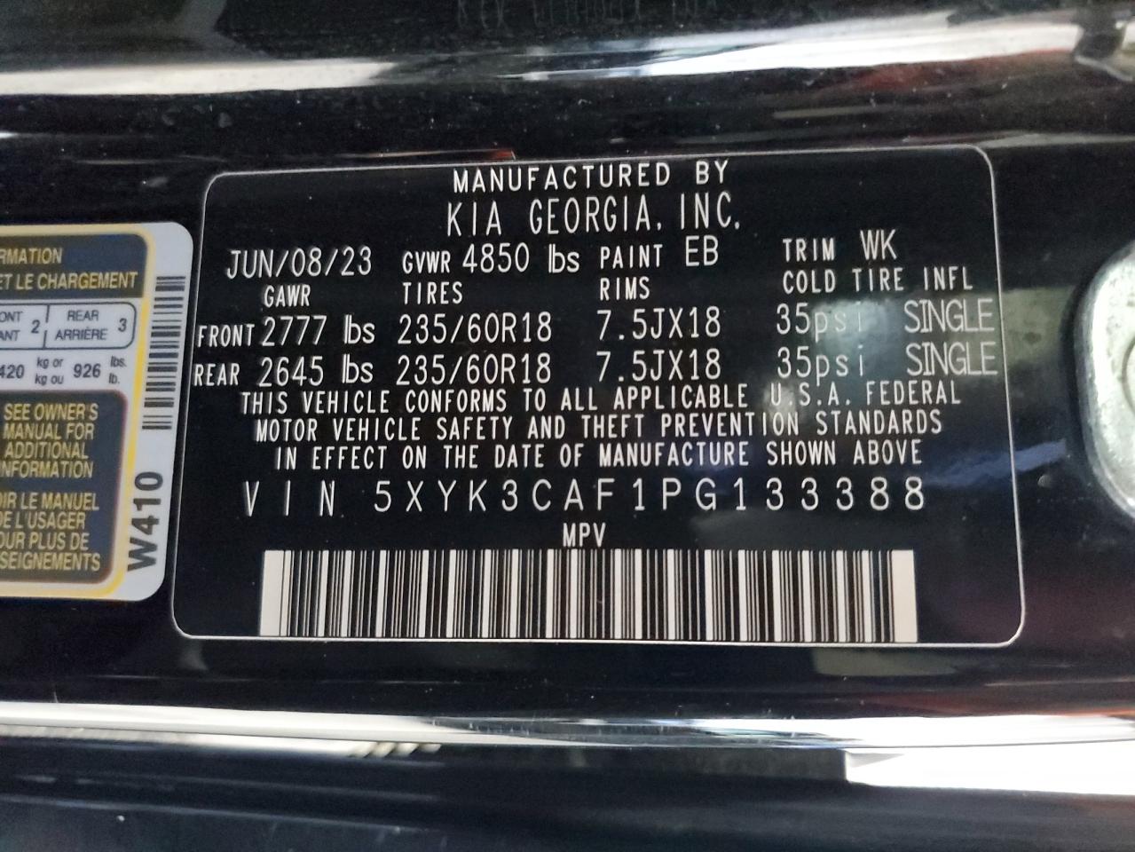 2023 Kia Sportage Ex VIN: 5XYK3CAF1PG133388 Lot: 69654715