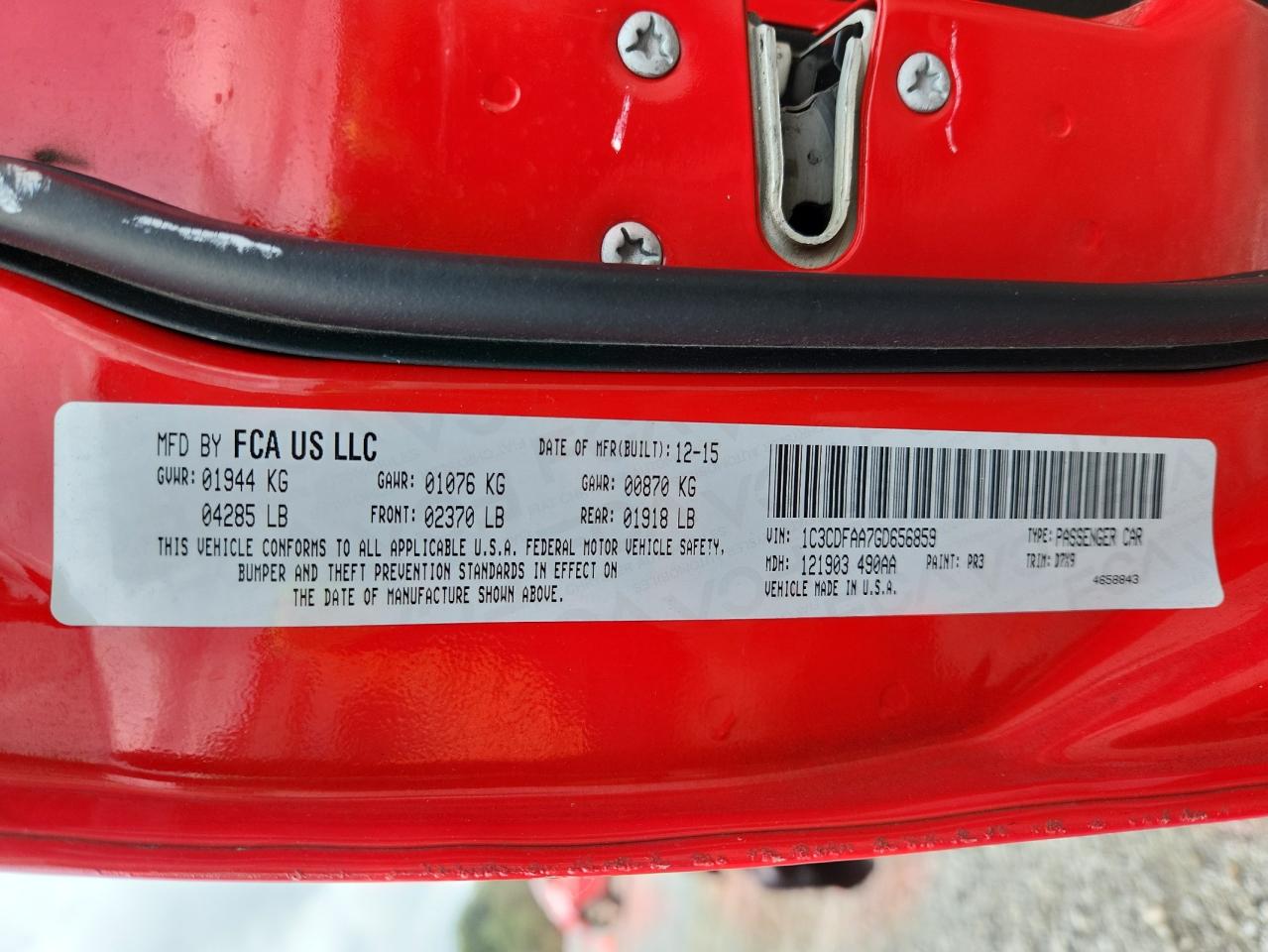 2016 Dodge Dart Se VIN: 1C3CDFAA7GD656859 Lot: 84368145