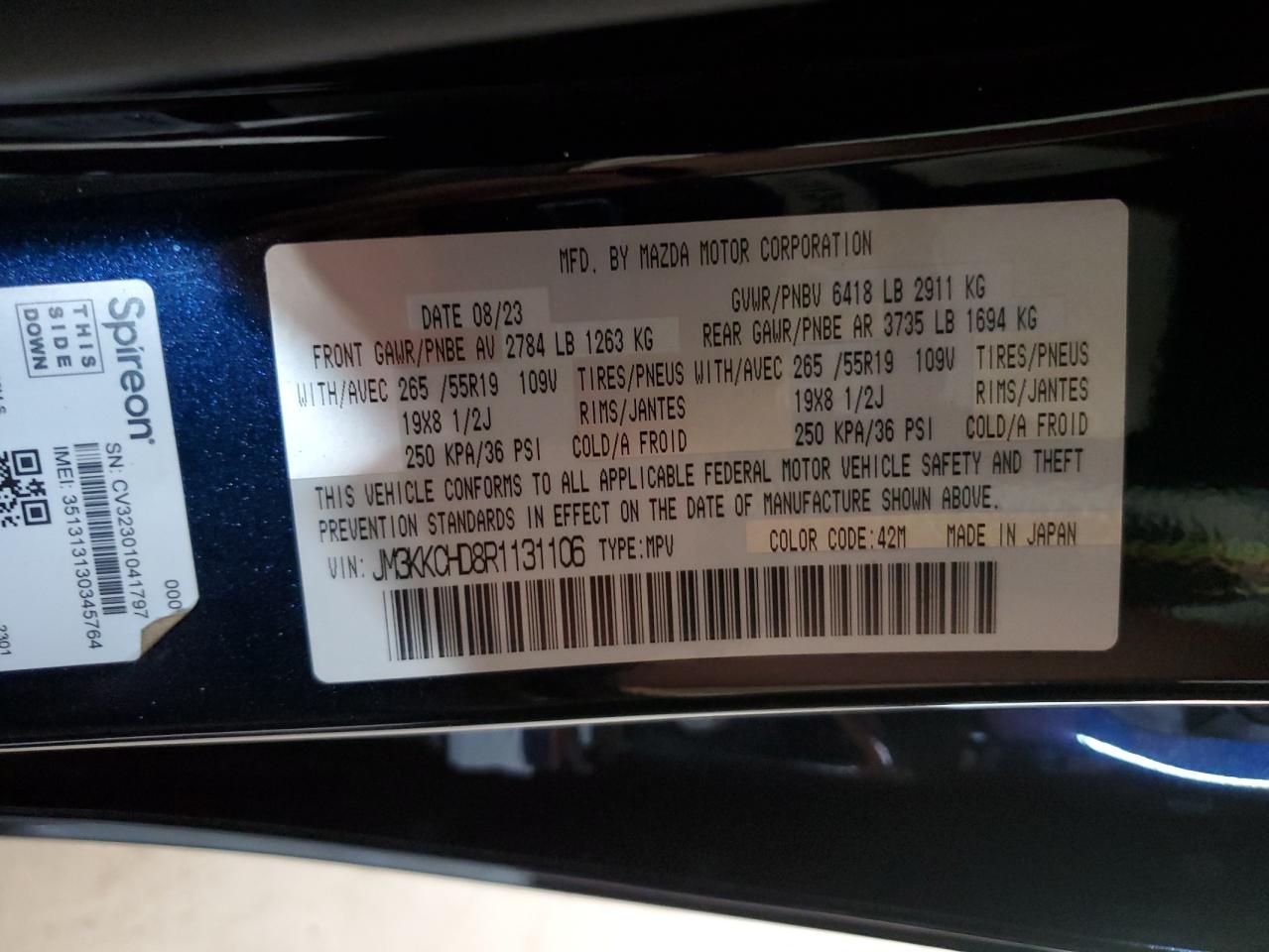 2024 Mazda Cx-90 Preferred Plus VIN: JM3KKCHD8R1131106 Lot: 71901495