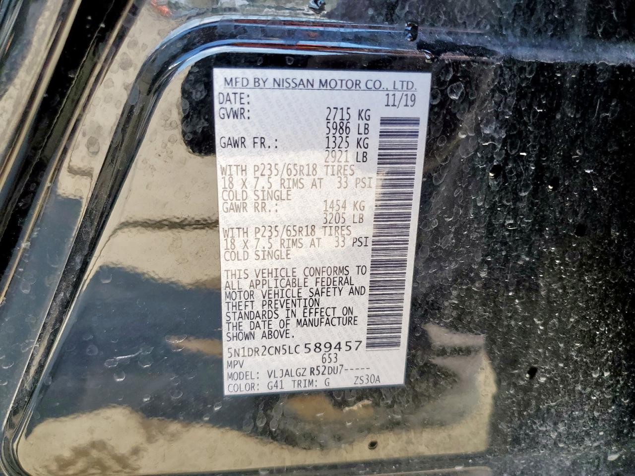 2020 Nissan Pathfinder Sl VIN: 5N1DR2CN5LC589457 Lot: 81138305