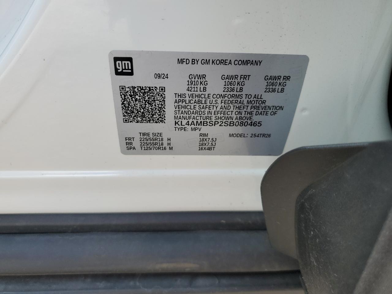 2025 Buick Encore Gx Preferred VIN: KL4AMBSP2SB080465 Lot: 81022085