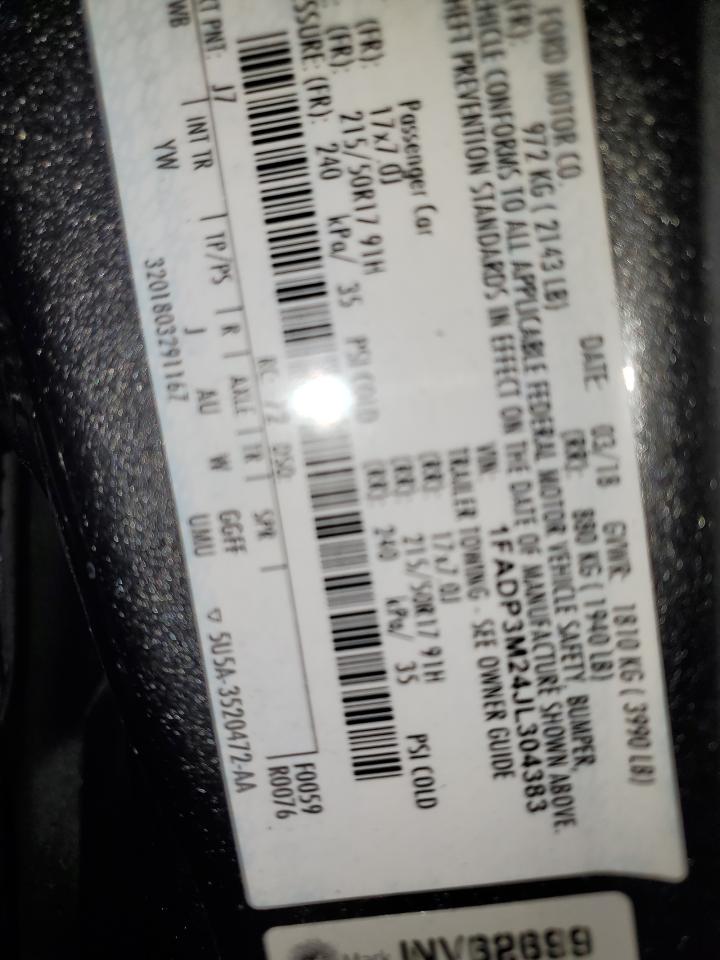 2018 Ford Focus Sel VIN: 304383 Lot: 84849385