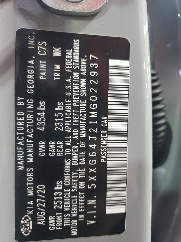 2021 Kia K5 Gt Line VIN: 5XXG64J21MG022937 Lot: 72097375