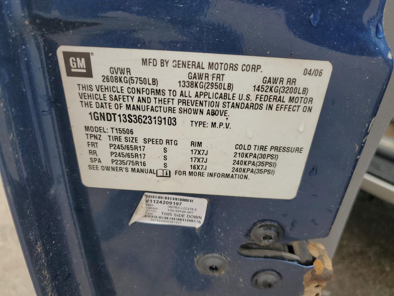 2006 Chevrolet Trailblazer Ls VIN: 1GNDT13S362319103 Lot: 80567725