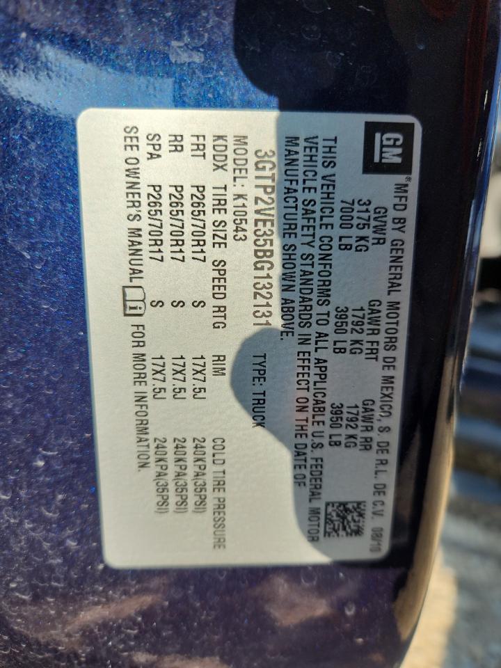 2011 GMC Sierra K1500 Sle VIN: 3GTP2VE35BG132131 Lot: 80293635