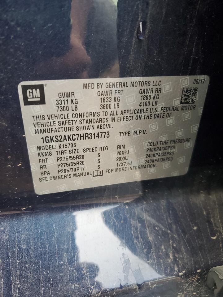 2017 GMC Yukon Sle VIN: 1GKS2AKC7HR314773 Lot: 81242865