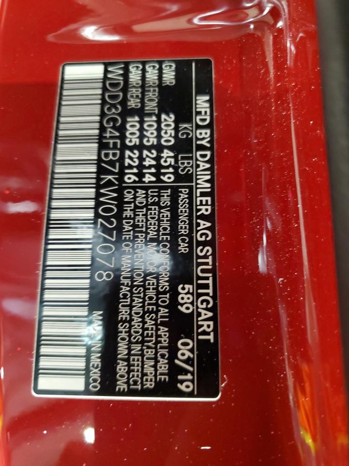 2019 Mercedes-Benz A 220 4Matic VIN: WDD3G4FB7KW027078 Lot: 83870095