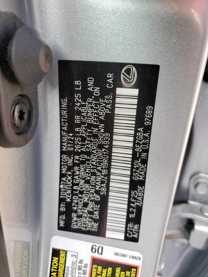 2024 Lexus Es 350 F Sport Handling VIN: 58AJZ1B19RU174939 Lot: 71806005