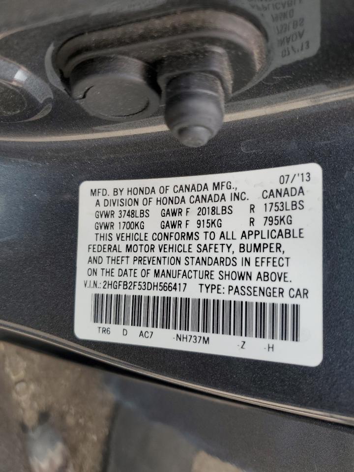 2013 Honda Civic Lx VIN: 2HGFB2F53DH566417 Lot: 71465155