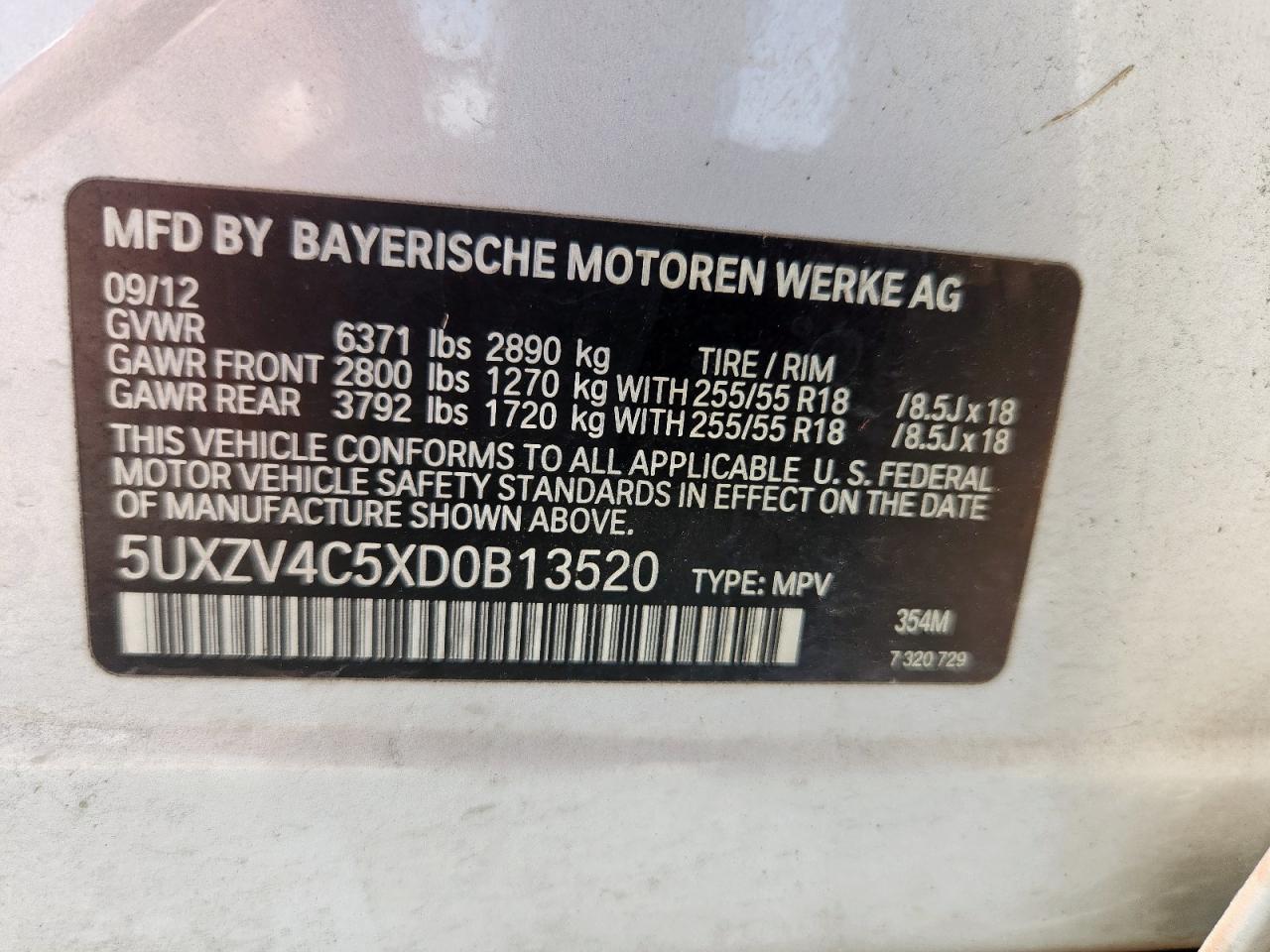 2013 BMW X5 xDrive35I VIN: 5UXZV4C5XD0B13520 Lot: 71215465