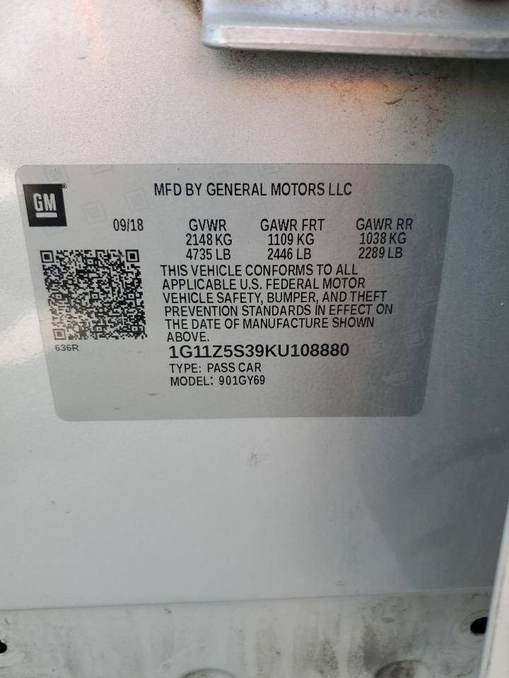 2019 Chevrolet Impala Lt VIN: 1G11Z5S39KU108880 Lot: 81109235
