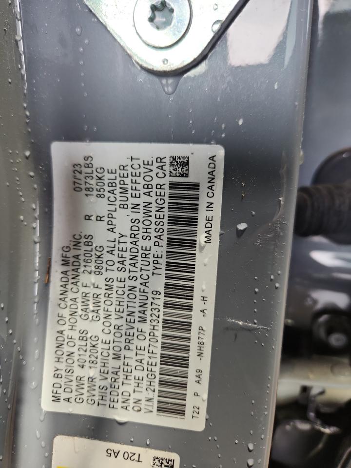 2023 Honda Civic Ex VIN: 2HGFE1F70PH323719 Lot: 70764655