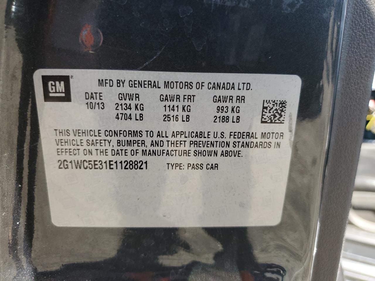 2014 Chevrolet Impala Limited Ltz VIN: 2G1WC5E31E1128821 Lot: 80855565