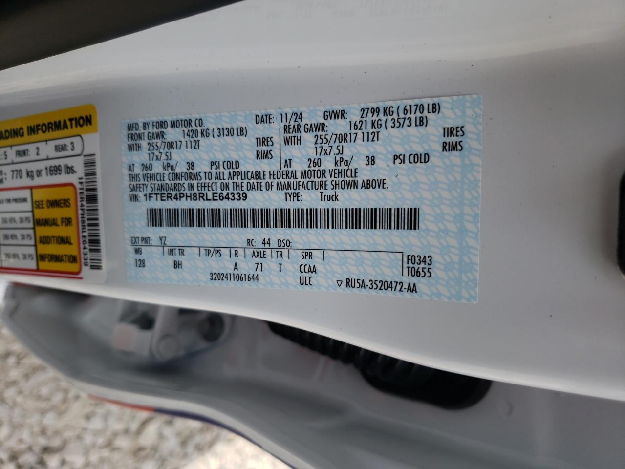 2024 Ford Ranger Xl VIN: 1FTER4PH8RLE64339 Lot: 71023055