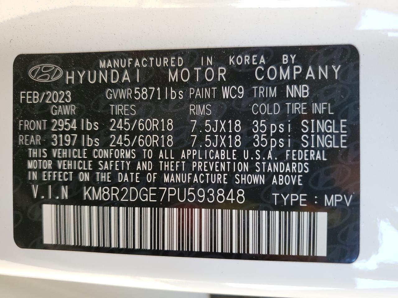 2023 Hyundai Palisade Sel VIN: KM8R2DGE7PU593848 Lot: 81457555