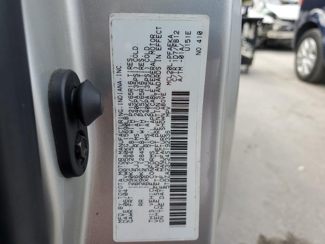 2004 Toyota Sienna Ce VIN: 5TDZA23C24S192336 Lot: 71491415