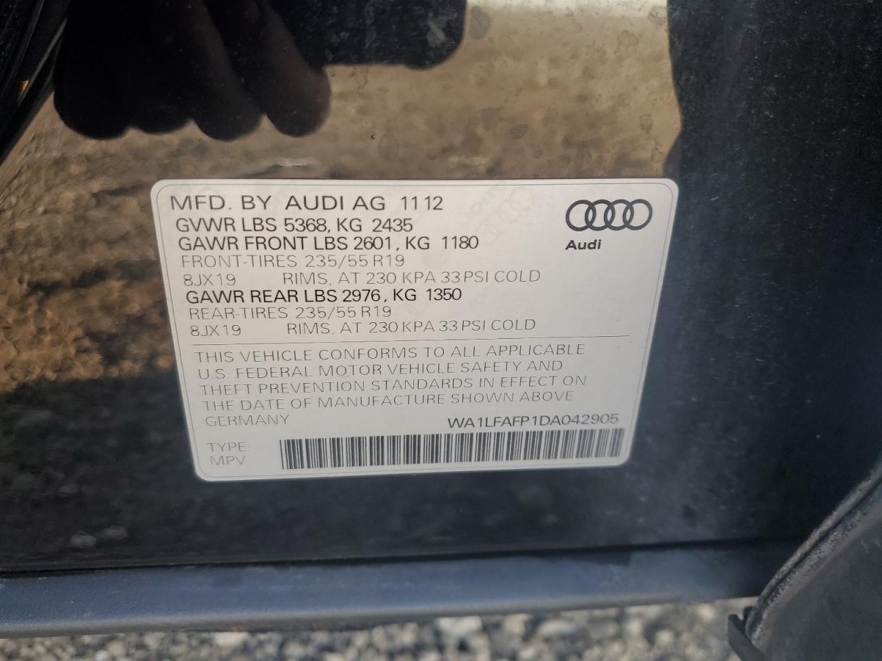 2013 Audi Q5 Premium Plus VIN: WA1LFAFP1DA042905 Lot: 81225115
