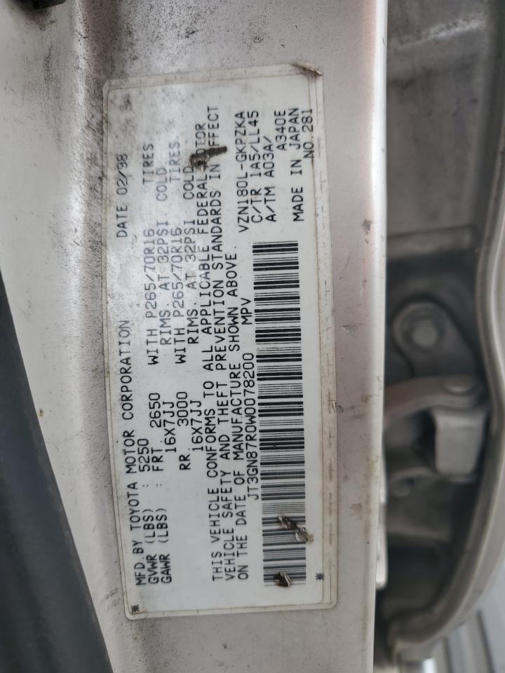 1998 Toyota 4Runner Limited VIN: JT3GN87R0W0078200 Lot: 81116765