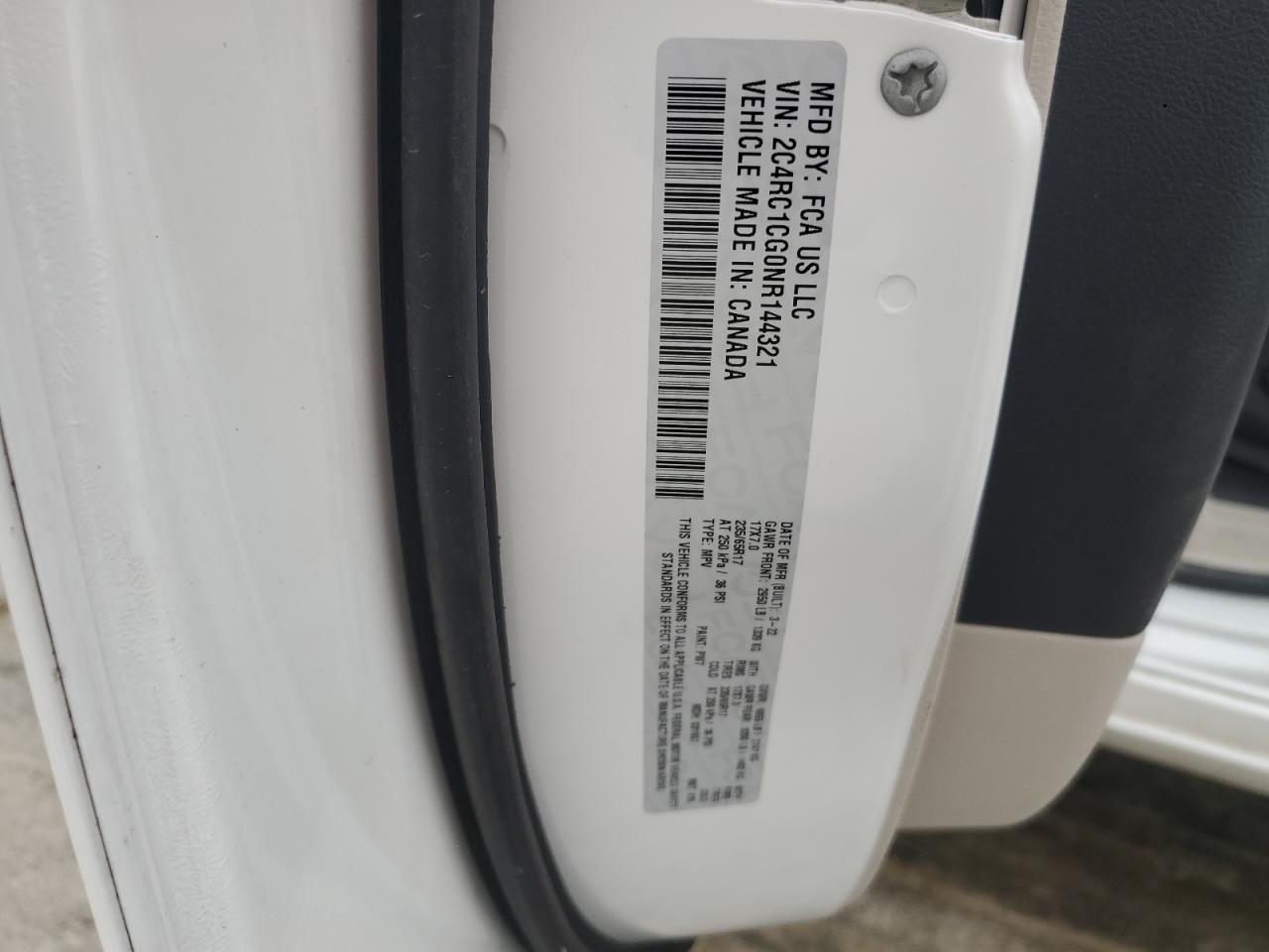 2022 Chrysler Voyager Lx VIN: 2C4RC1CG0NR144321 Lot: 71863375