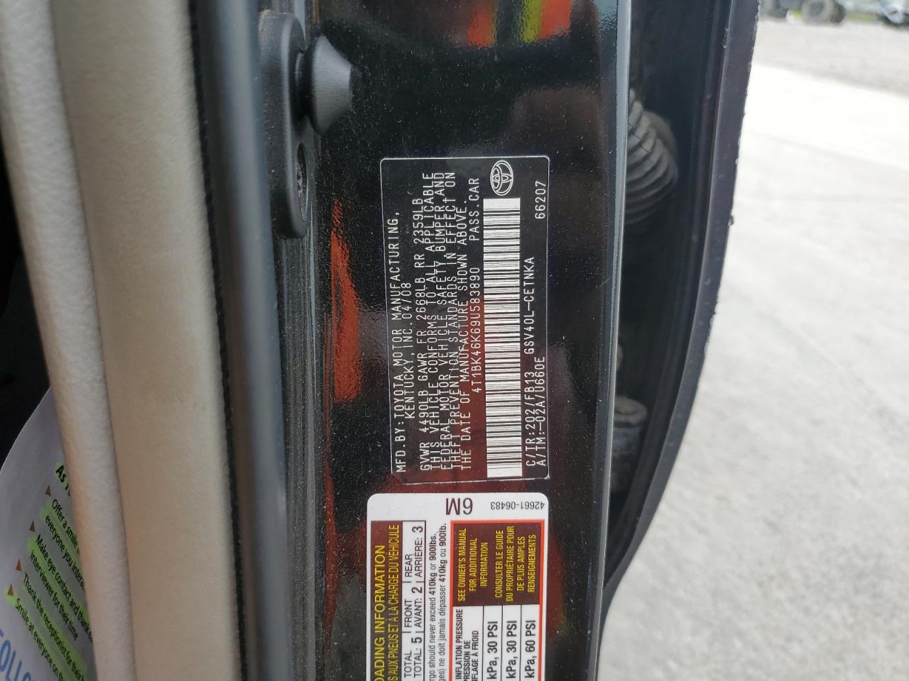 2009 Toyota Camry Se VIN: 4T1BK46K69U583890 Lot: 71312375