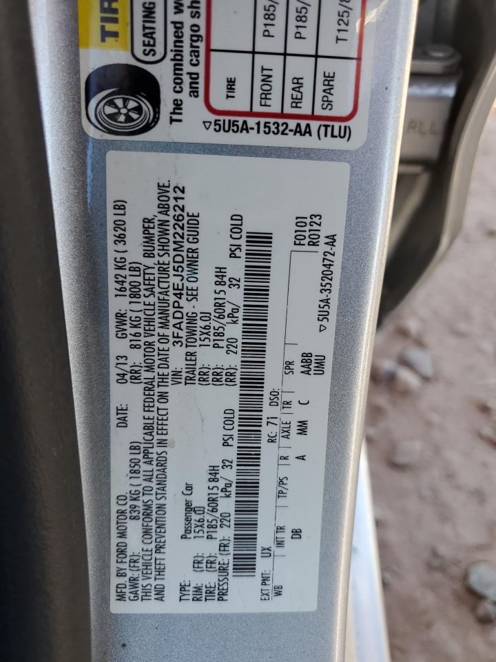 2013 Ford Fiesta Se VIN: 3FADP4EJ5DM226212 Lot: 81943025